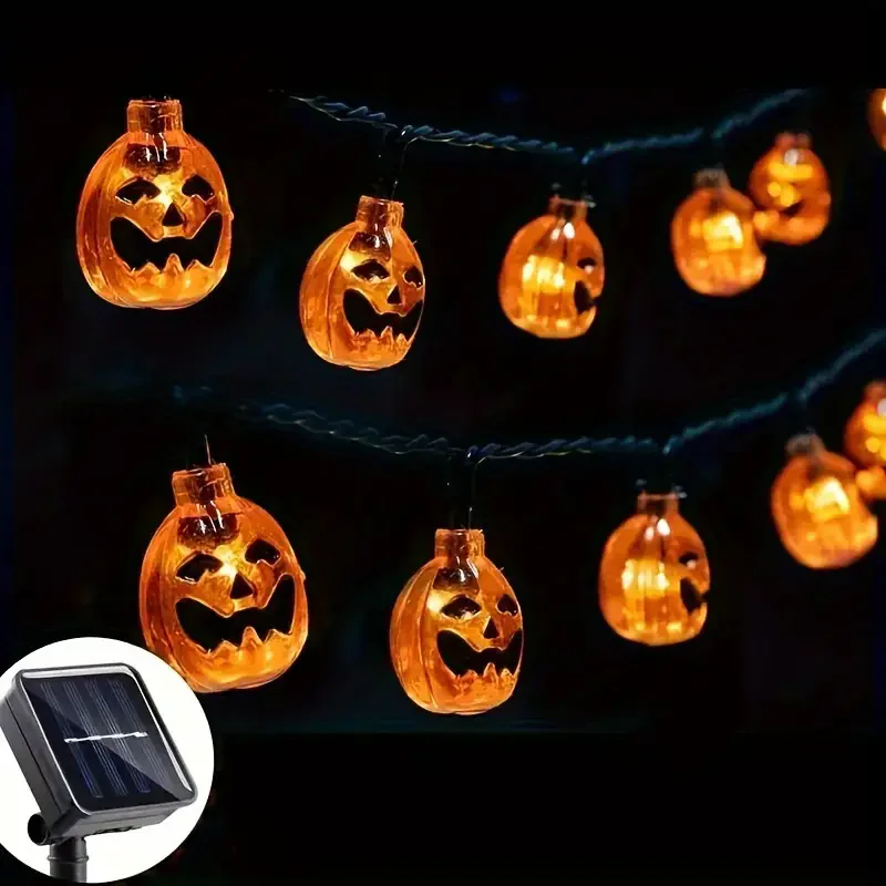 

LED Solar Smile Face Pumpkin String Lights 8 Modes Pumpkin String Lights For Halloween Decorative Outdoor Garden Lights L203