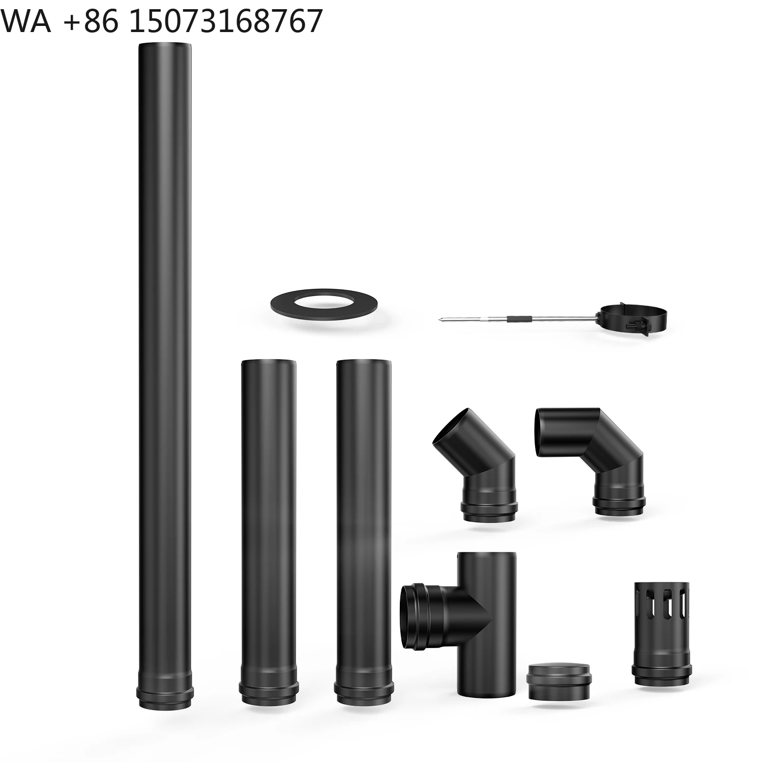 80 mm Diameter Stove Chimney Pipe Kit with Cap/Elbow 1mm Thickness for Fireplace/Pellet Stove Set for Dining Villa Apartment