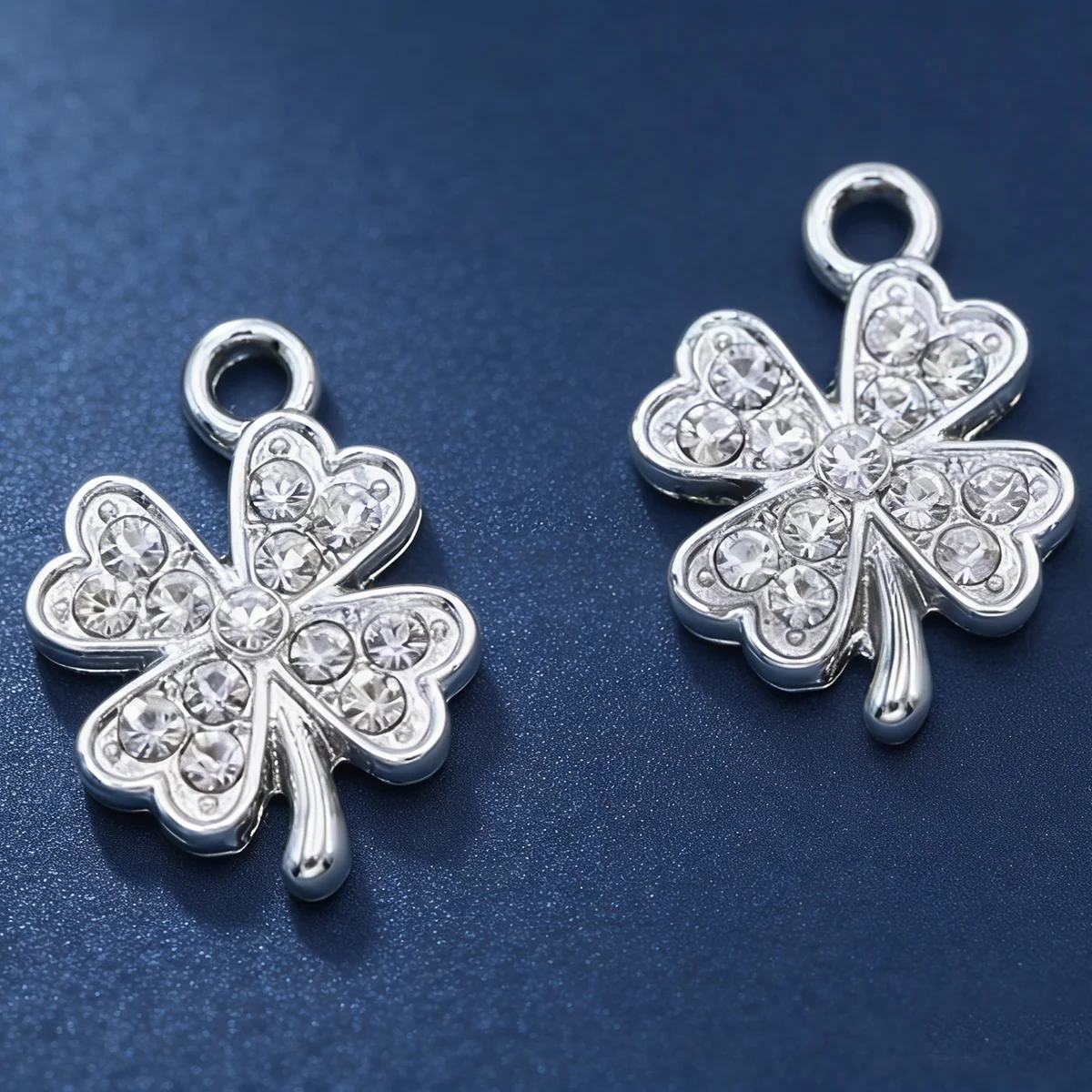 5Pcs Silver Plated Crystal Clover Charm Pendant for Jewelry Making Bracelet Necklace DIY Earrings Accessories Craft