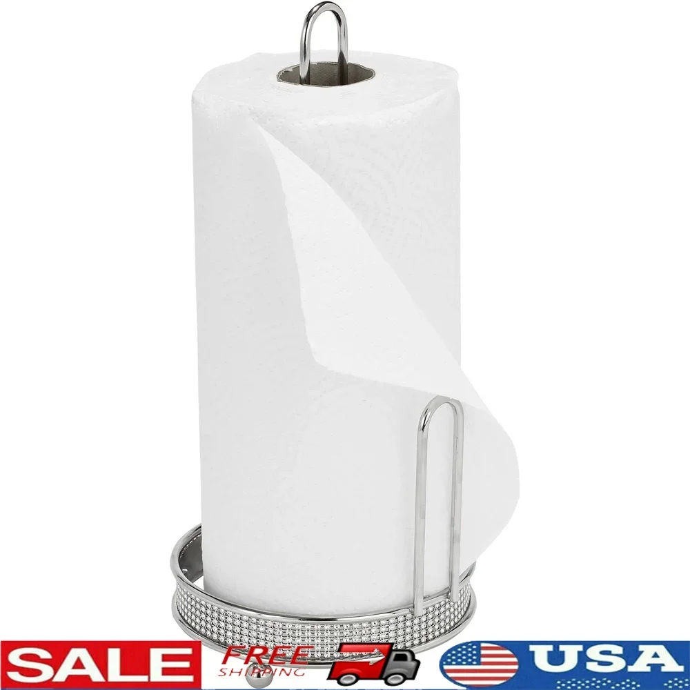 

Хромированный держатель для бумажных полотенец с бриллиантами, функциональный элегантный кухонный держатель для хранения, прочный, устойчивый к ржавчине железный каркас, емкость 1 рулон