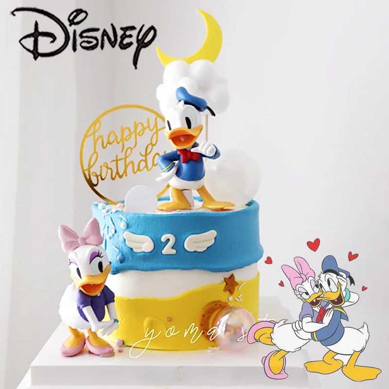 2 unids/set Disney Pato Donald Daisy decoración de pasteles muñecas dibujos animados niños figuras de acción juguete decoración del hogar ornamento regalo del Día de San Valentín