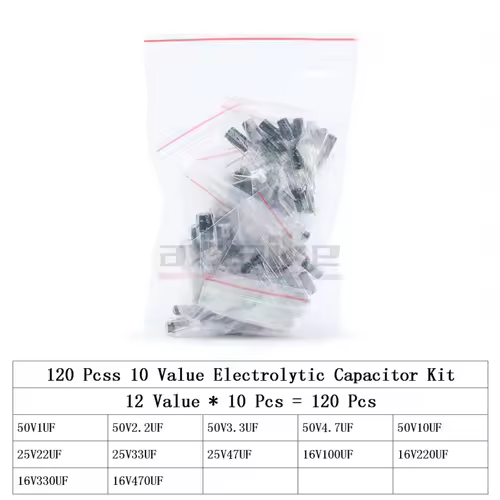 120/200/500Pcs 16V 25V 50V 0.1uF - 1000uF Aluminum Electrolytic Capacitor Assorted Kit Box 1uF 4.7uF 10uF 47uF 220uF 330uF 470uF - Image 2