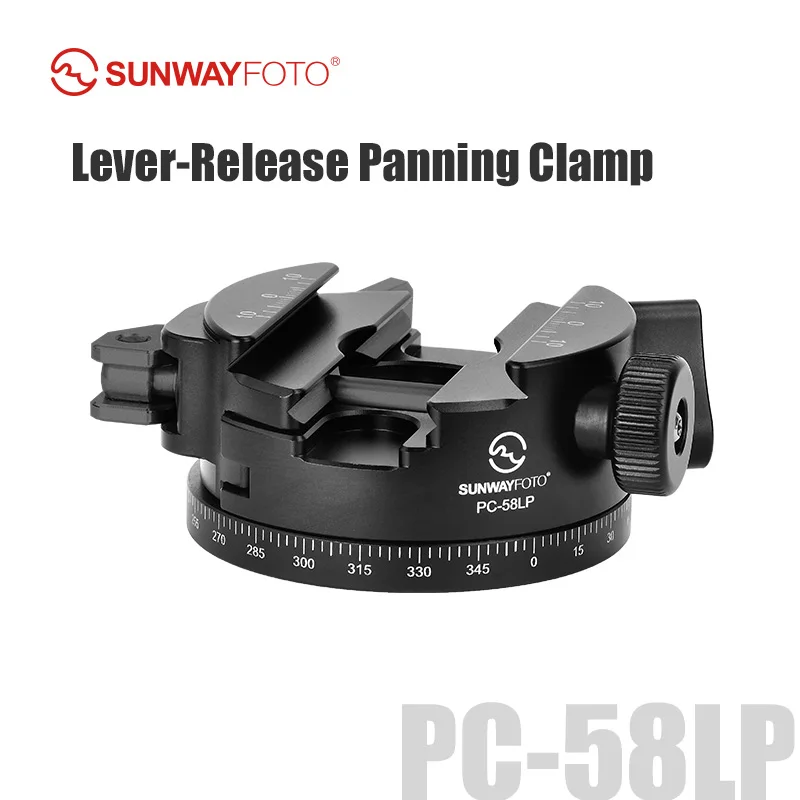 SUNWAYFOTO PC-58LP 58mm Universal 360° Pan Arca Swiss Clamp,Lever Lock QR Clamp and PIC  Dovetail Adapter