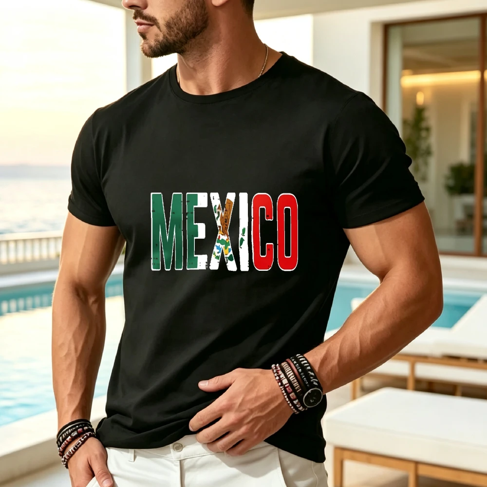 Mexico Mexican Soccer Fan Men Boys Girls T-ShirtMen's Casual Versatile All Season Inner Wear Summer Printed T Shirt
