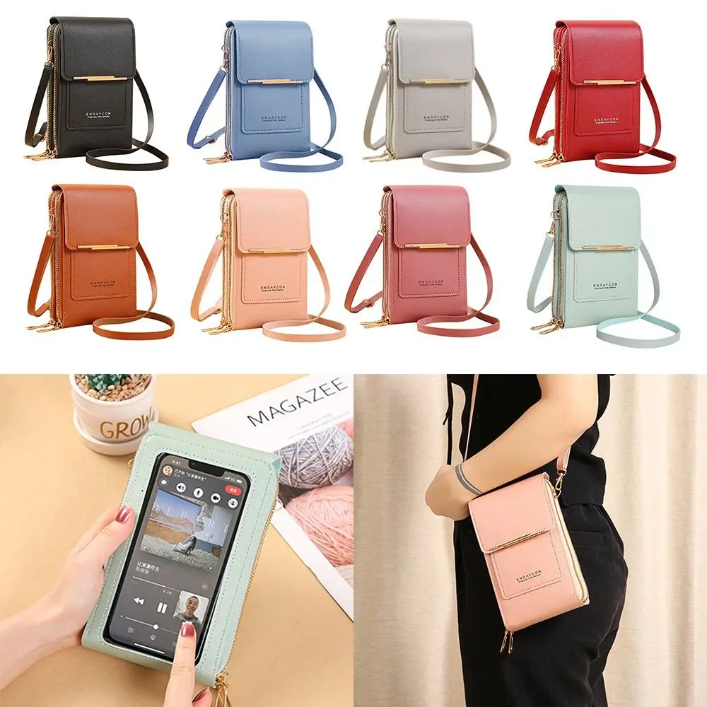 RFID Anti Theft Leather Bag Touch Screen Phone Purse Crossbody Bags Women Travel Smartphone Handbag