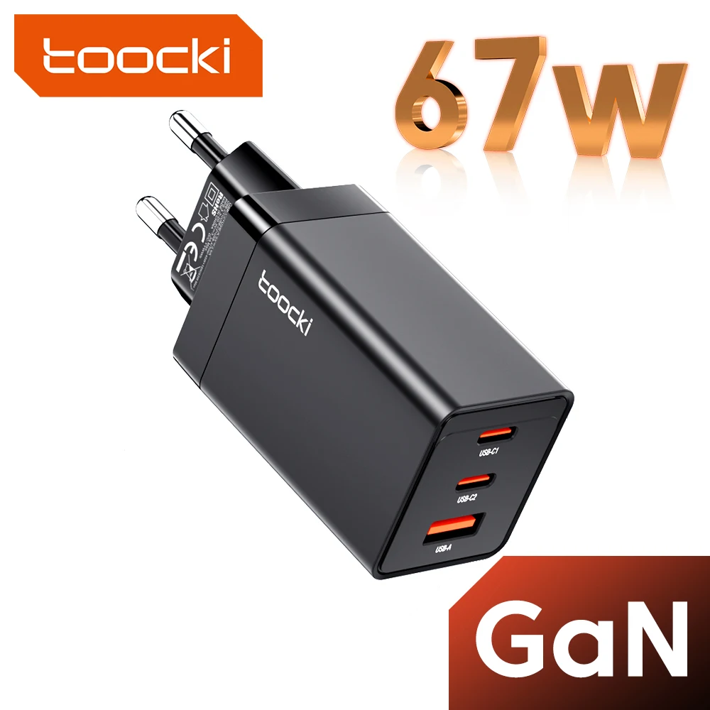 Toocki 67W GaN USB C Charger Quick Charge 65W 4.0 3.0 QC4.0 PD 3.0 PD USB-C Type C Fast USB Charger For iPhone 14 13 Pro MacBook