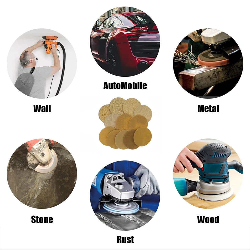 10 Pcs 7 Inch Hook Loop Sanding Discs Assorted Grits Sandpaper for Random Orbital Sander for Rotary Tools