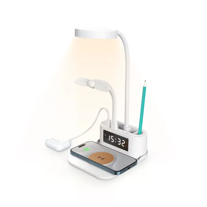 15W fast charging ROHS certified bedside lamp wireless charger alarm clock pen holder mobile phone earphone earphone mobile