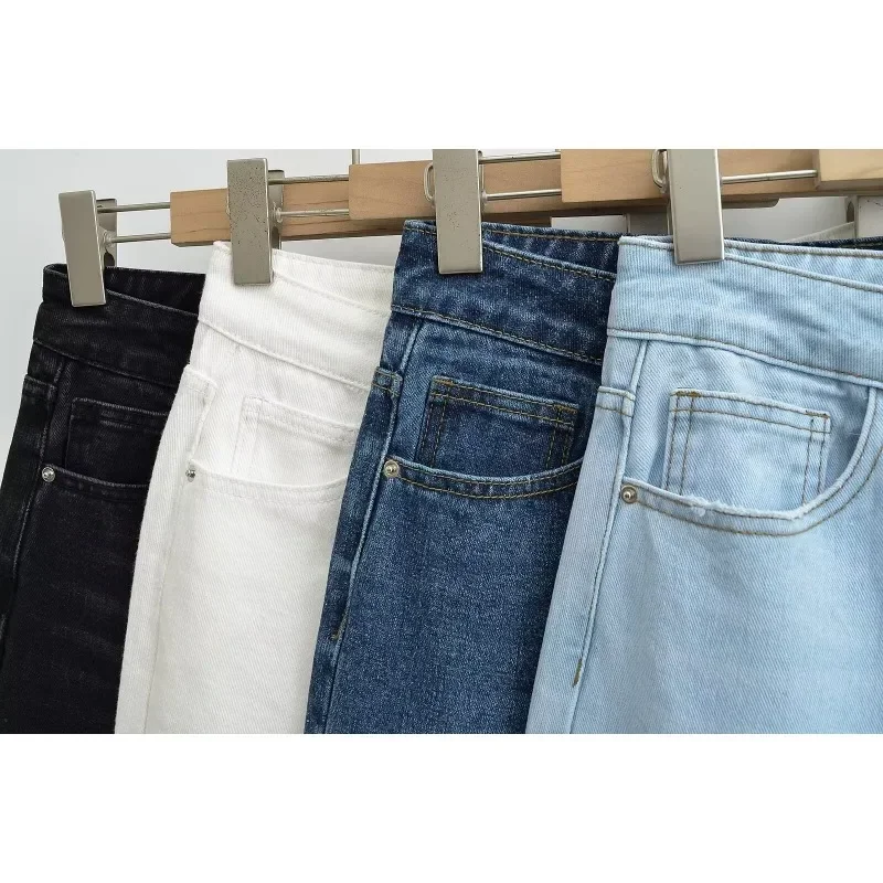 Ladies Comfy Relaxtion Loose Flare Jeans Low Waist Full Length Women\'s Wide Leg Denim Pants Baggy Pants High Street Women Jeans