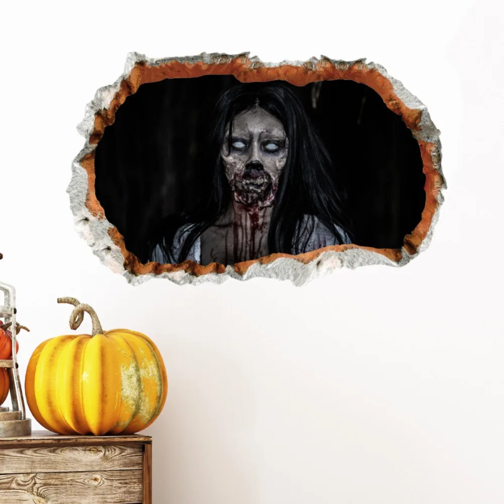 PVC Halloween Ghost Wall Sticker Waterproof Realistic Spooky Floor Sticker Large Size Easy To Remove Door Sticker