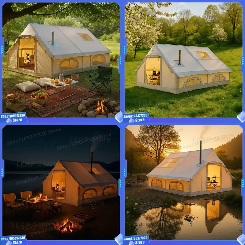 12 m Inflatable Family Cabin Tent Blow Air Shelter Waterproof Manual Pump Quick Setup Four-season Portable for Outdoor