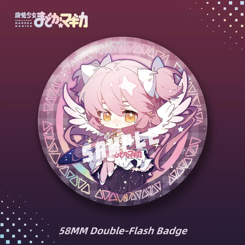 

New Puella Magi Madoka Magica Laser Badge Tomoe Mami Akemi Homura Cute Cartoon Anime Pin Jewelry Double-Flash Brooch Gift