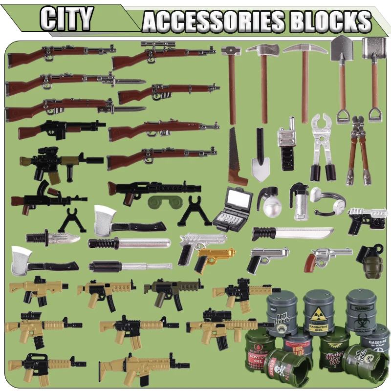 WW2 Militärische Waffe 98K Serie Bausteine Stadt Special Forces Ggrenade Stick SWAT Soldat Figuren Zubehör Ziegel Spielzeug Jungen