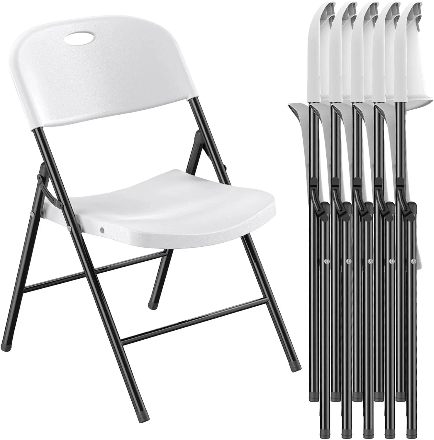 Weight Limit Heavy Duty Plastic Folding Chair with Reinforced Steel Frame for Indoor and Outdoor, Wedding, Pa