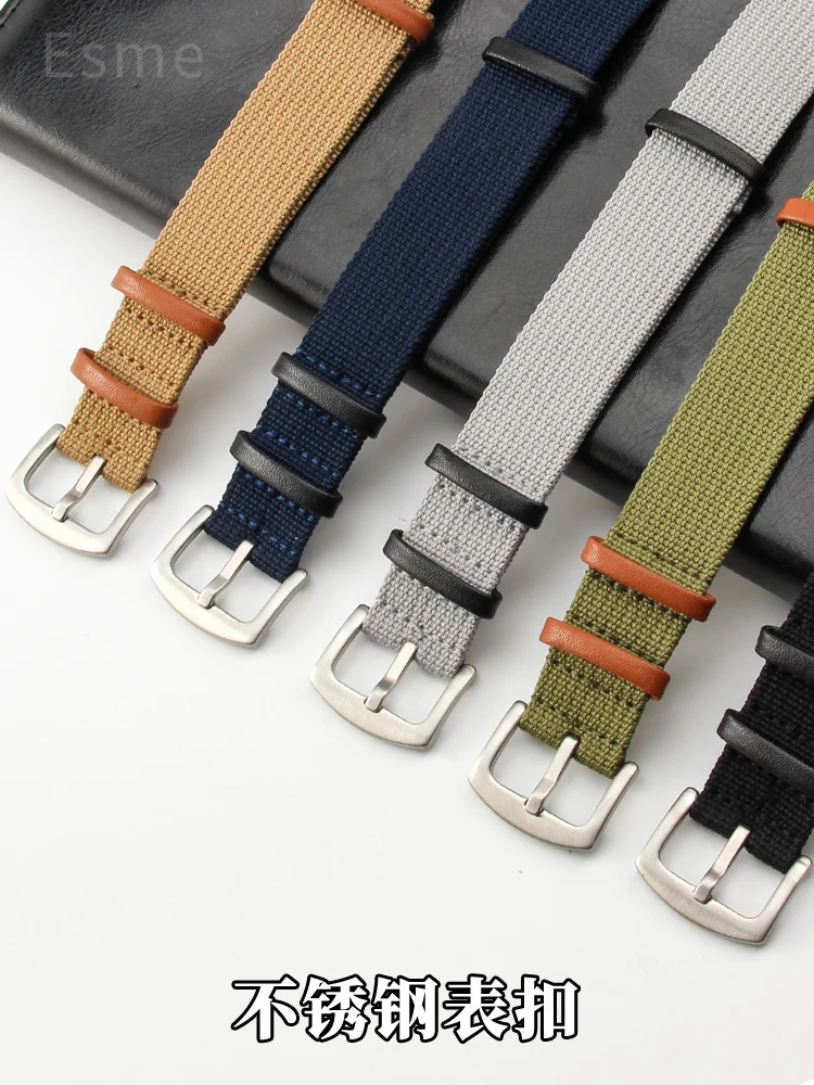 For Seiko Canned Nylon Watchband Hamilton Khaki Field Vintage Genuine Leather Breathable Comfortable Watch Strap for Men