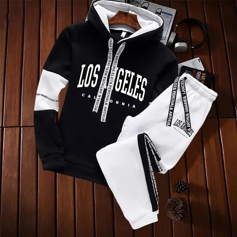 Sudaderas deportivas con capucha para hombre, ropa cómoda para exteriores, chándal sencillo, pantalones de chándal informales para uso diario, moda
