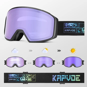 Kapvoe Nieuwe Rode Fotochromische Heren Winter Skibril Kleur Sneeuwscooter Anti-Mist Snowboardbril Vrouwen Outdoor Ski-Uitrusting Uv400