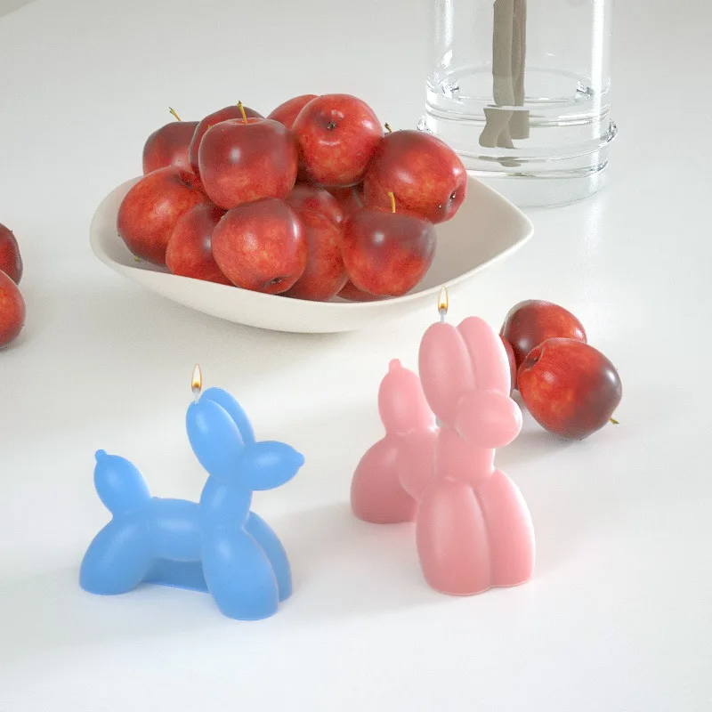 Balon köpek mum silikon kalıp 3D balon köpek alçı epoksi reçine alçı kalıp çikolatalı kek pişirme malzemeleri doğum günü hediyeleri