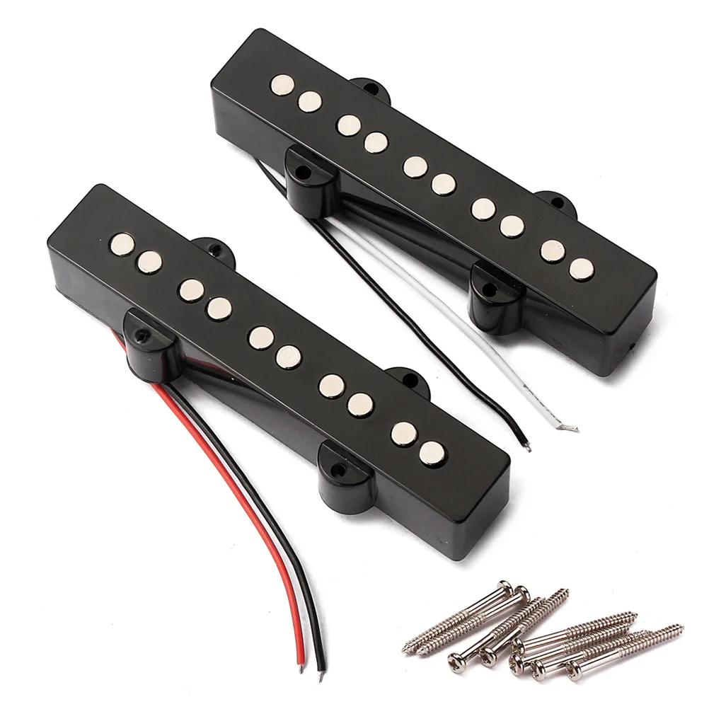 

5 String Electric Bass Pickups Set Bridge Neck Pickup For Jazz Jb Bass Guitar Open Style V Medium Output Wax Potted