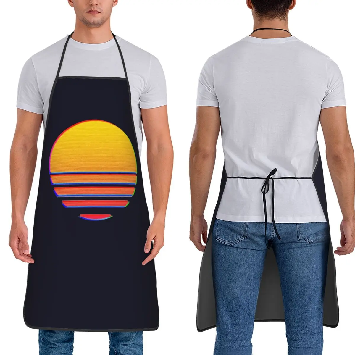 

Ретро-фартук Outrun Sun для шеф-поваров, без рукавов, для кухни, уборки, рисования, для женщин и мужчин