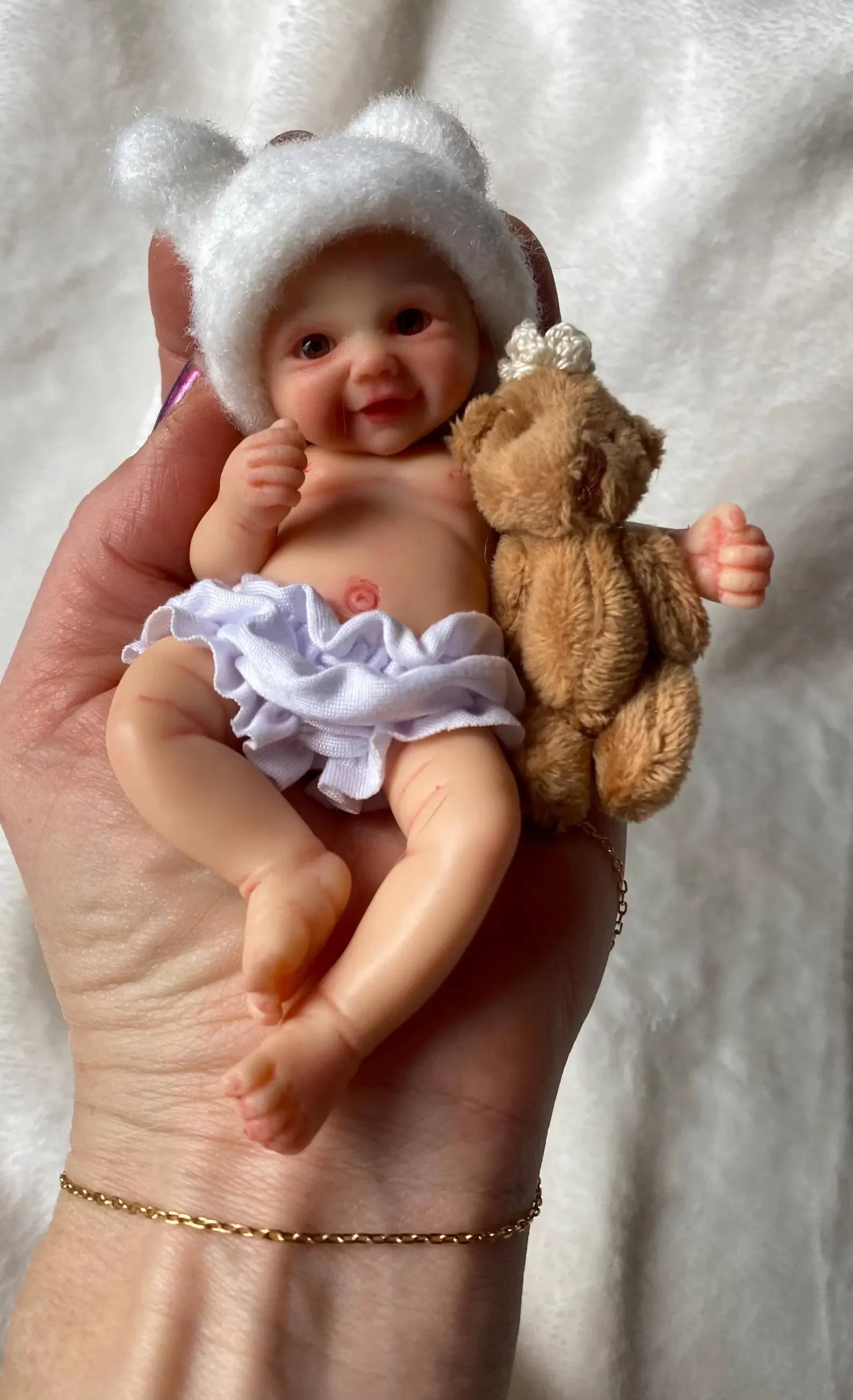 6 Zoll Mini Silikon Reborn Baby Mädchen Puppe Vivienne mit bemaltem Glatze handgemachte wasserdichte Reborn Mu Diegoas für Kinder Geschenk