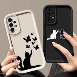 Grappige Cartoon Kat Leuke Case Voor Samsung Galaxy A55 5G Gevallen A35 A13 A54 A53 A52 A34 A33 A32 A21S A14 A23 A24 A51 A71 Telefoon Cover