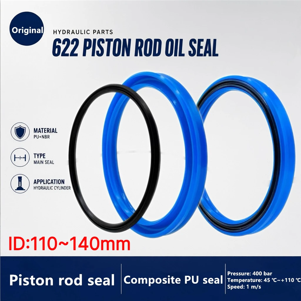 622 Piston Rod Oil Seal ID:110~140mm PU+NBR Sealing of Hydraulic Cylinder Piston Rod Engineering Agricultural Machinery Forklift