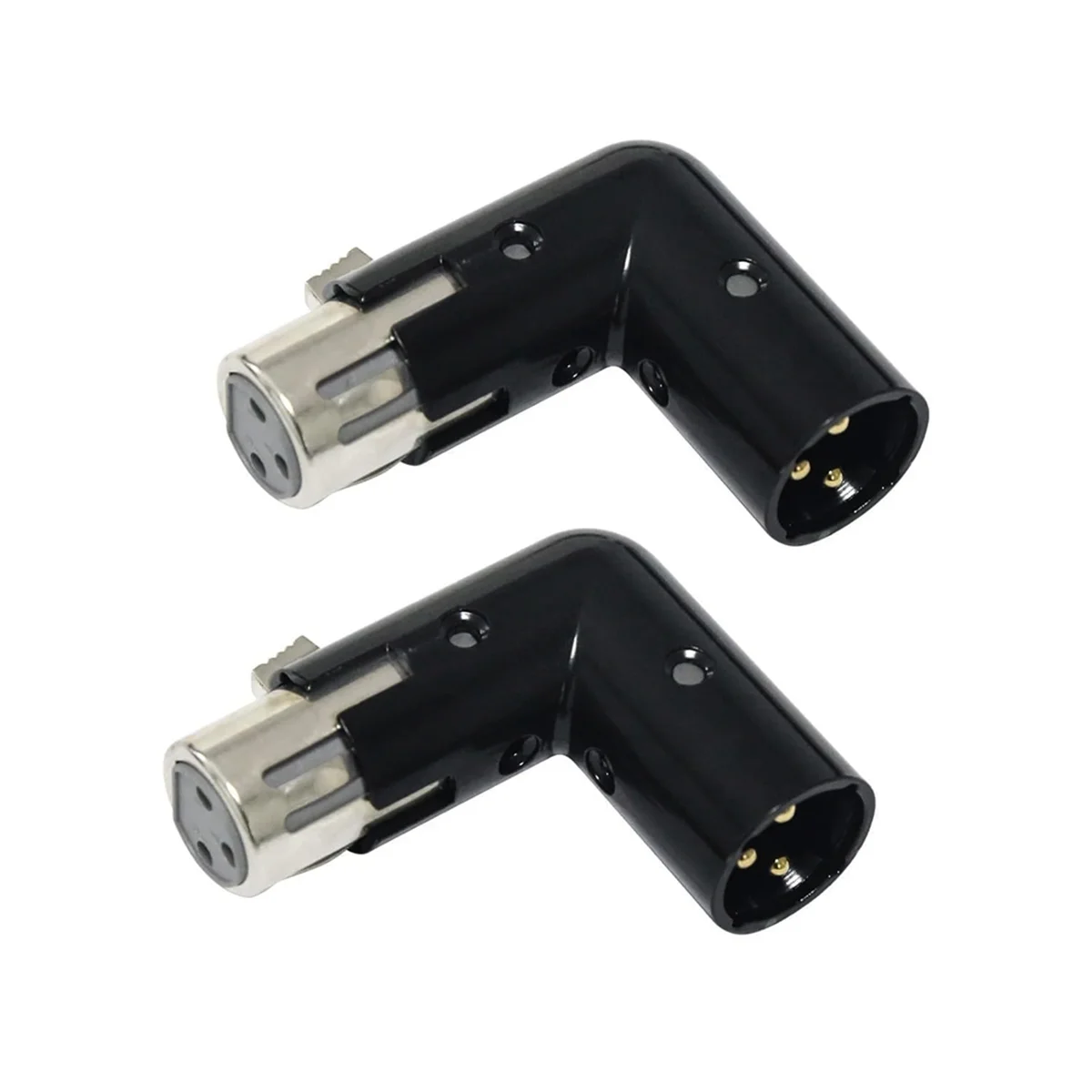 

4Pcs 3Pin XLR Angle Adapter Adjustable Male to Female XLR 90 Degree Adapter 3-Pin Nickel Plating Connector for Audio A002