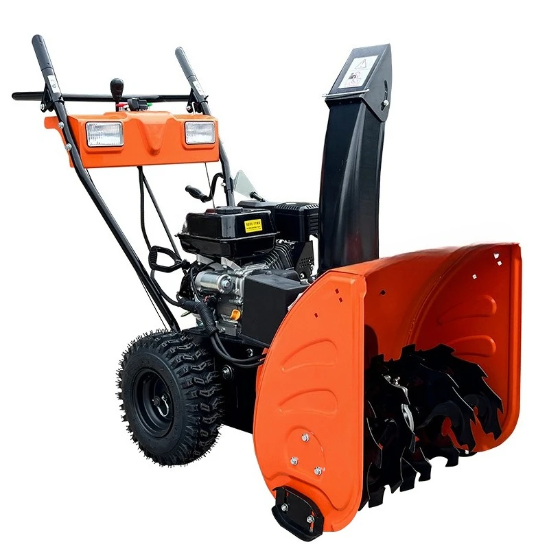 

Snow plow hand push snowblower full gear driving road