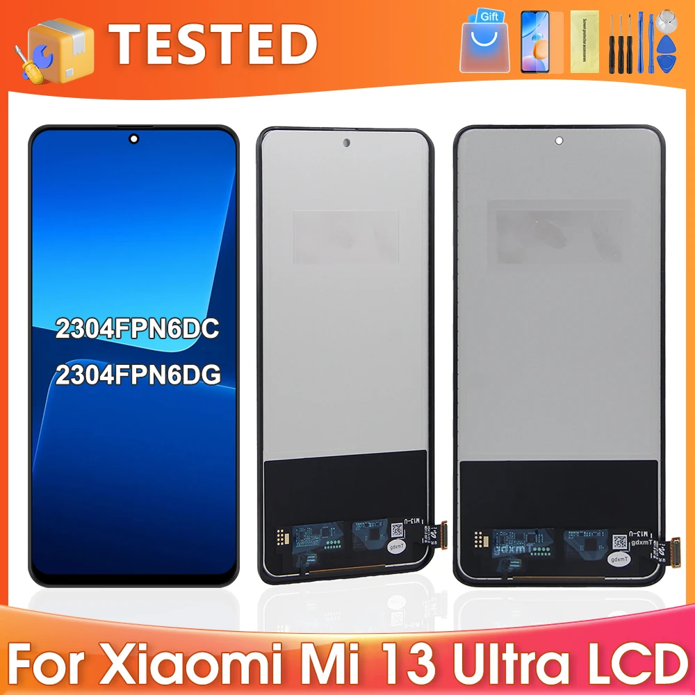 For Xiaomi 13 Ultra Tested For Mi 13 Ultra 2304FPN6DC 2304FPN6DG LCD Display Touch Screen Digitizer Assembly Replacement