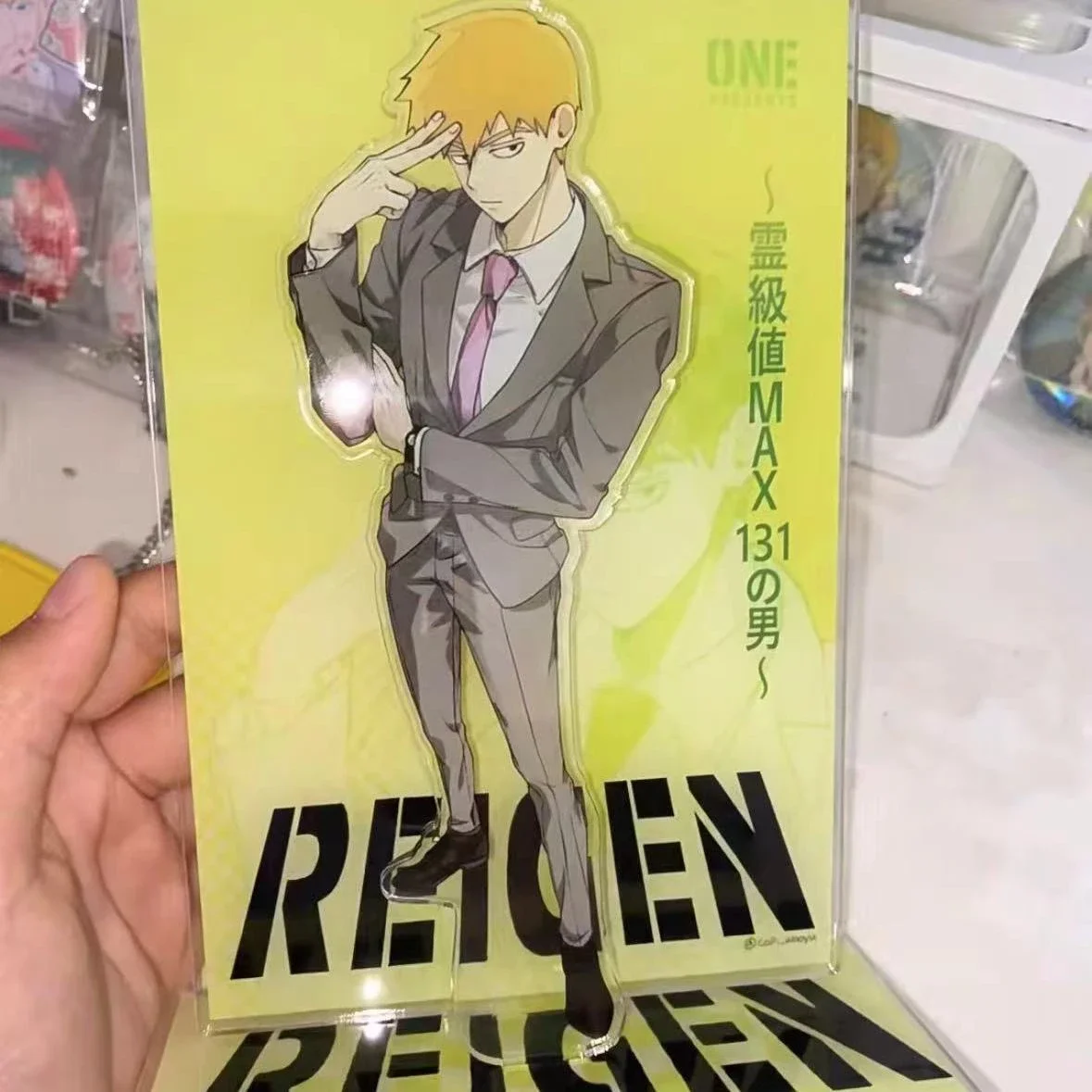 Anime Mobu Saiko Hyaku Mob Psycho 100 Reigen Arataka Cosplay Acrylic Standing Sign Indicative Board Decoration Mascot Xmas Gift