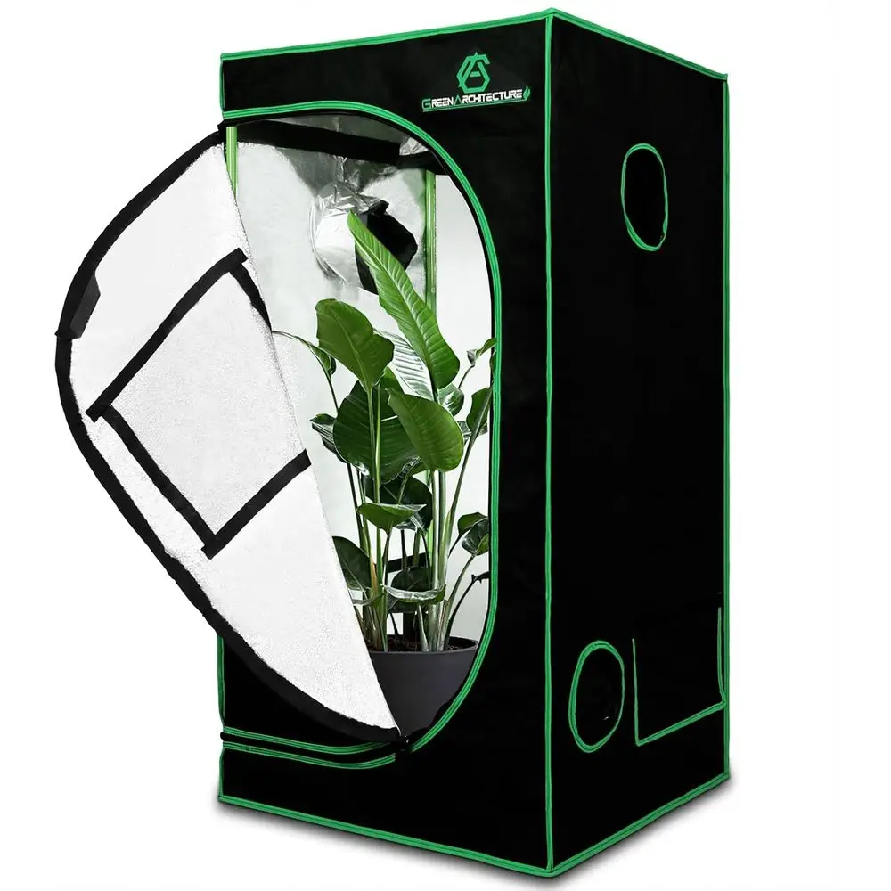 24x24x48 Mylar Hydroponic Grow Tent with Observation Window and Waterproof Floor Tray for Indoor Plant Growing