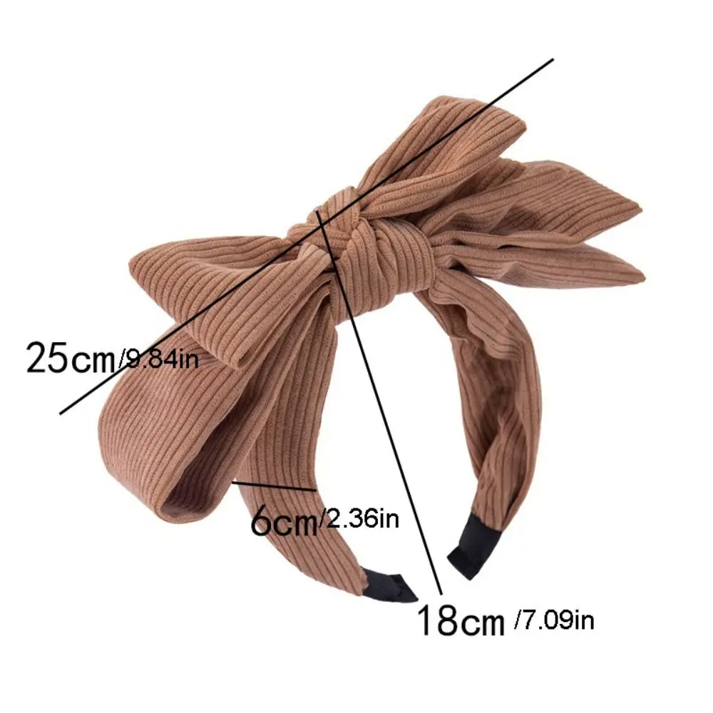 Gifts Corduroy Bowtie Headband Large Wide Bowtie Hair Hoop Korean Style Headwear Wash Face Hairband Makeup