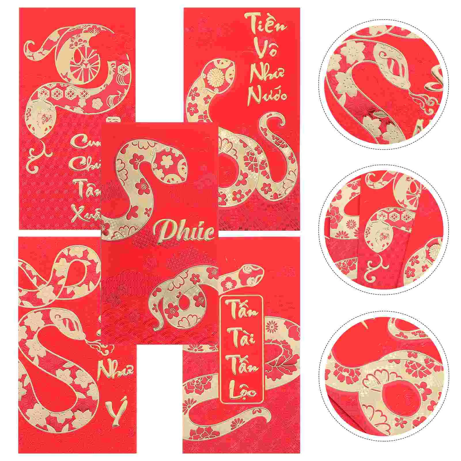 

30 Pcs Year of The Snake Spring Festival Red Envelope Money Packet New Pouches Traditional 2025 Paper Envelopes