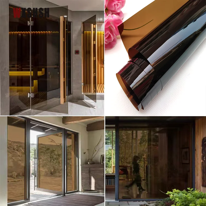 Window film vinilo Sun Blocking Thermal Insulation Anti-UV Removable Tint Decor for home glass raamfolie 8m Length Tea Brown