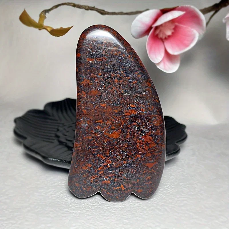 Natural red edin meteorite scraping massage tool - handheld stone for body shaping and polishing, a must for personal care