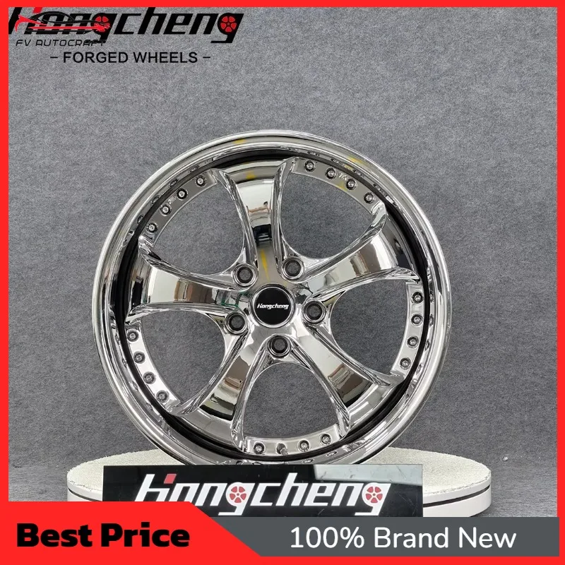 【2026】Custom Design Logo Personalized Retro Two-Piece 18-24 Inch Chrome 5-Spoke Forged Wheel Rim For High-End Cars