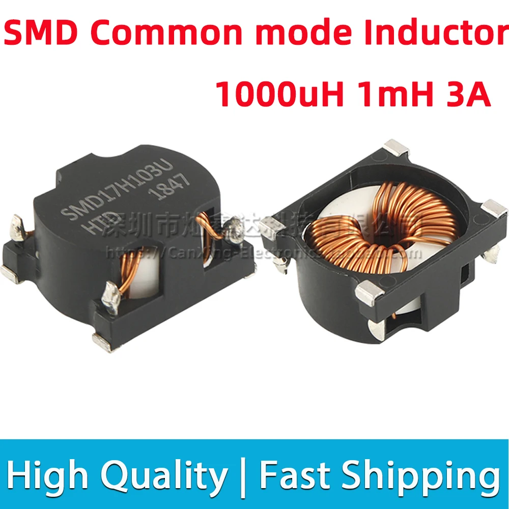 5pcs SMT SMD Common Mode Choke Coil Inductor Inductance 1000uH 1mh 3A High Current Switching Power Supply Filter SMD17H103U