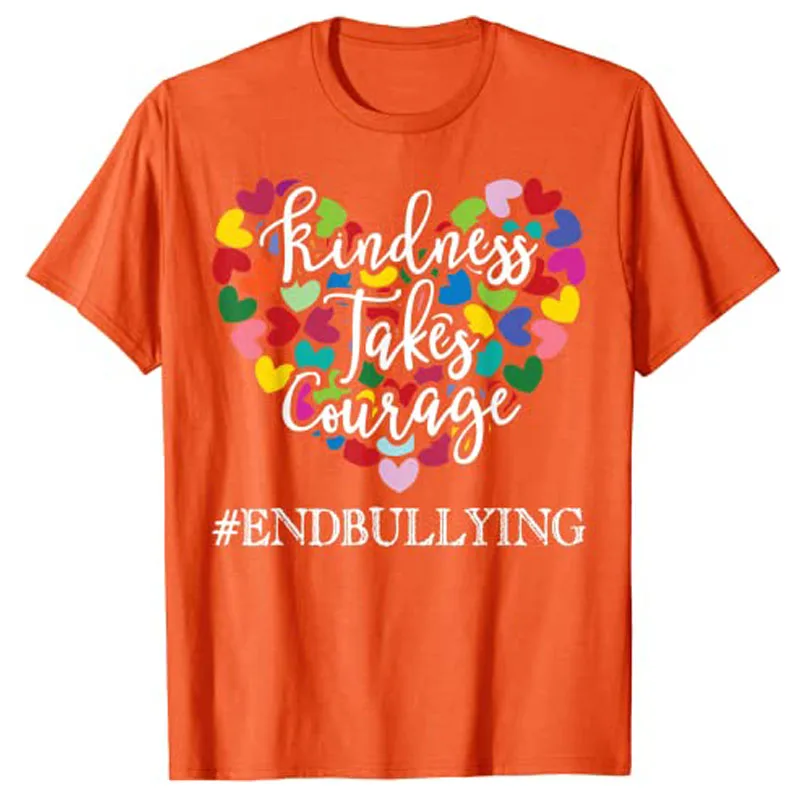 Orange Unity Day T-Shirt Anti-bullying Spreed Kindness Tee Funny Endbullying Y2k Top Heart Print Sayings Quote Outfits Gifts