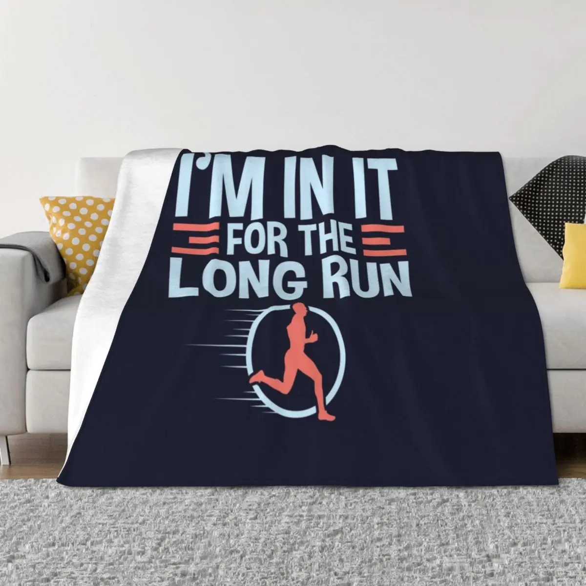 Runner Quotes Gifts - I'm In It For The Long Run Throw Blanket Designers Plaid on the sofa Loose Quilt Blankets