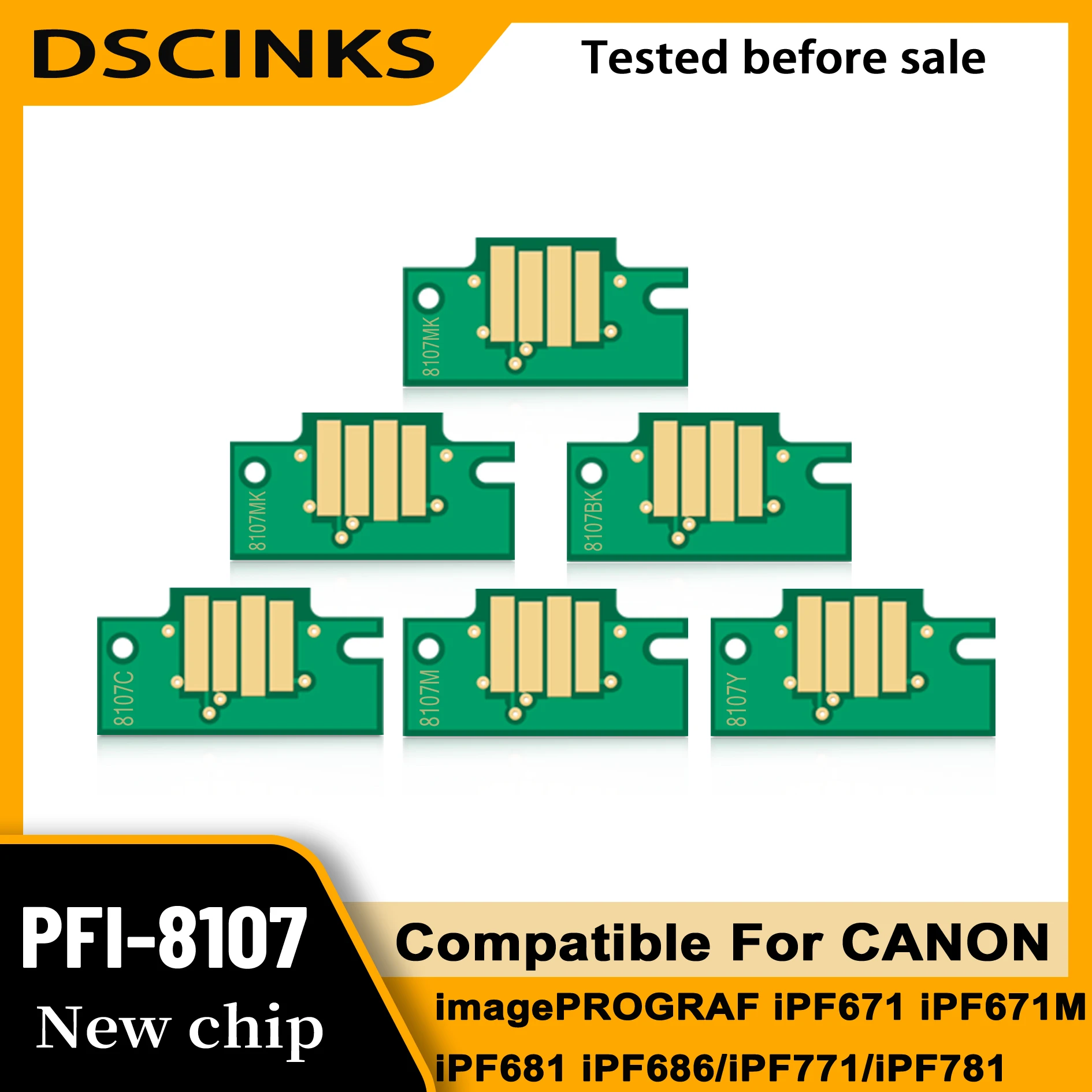 PFI-8107 chip for CANON imagePROGRAF iPF671 iPF671M iPF681 iPF686 iPF771 iPF781 iPF786 printer PFI-8107 cartridge chip 130ml