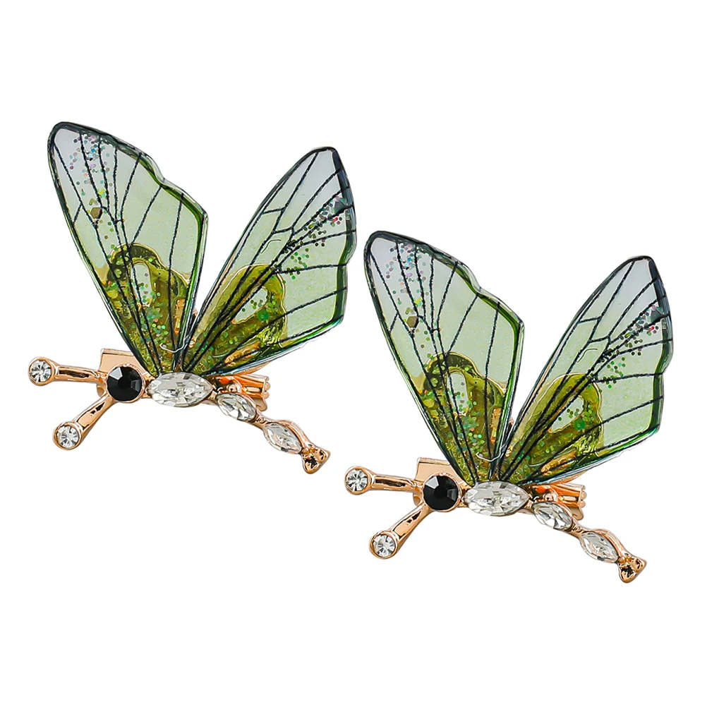 

2pcs Dragonfly Brooch Rhinestone Inlaid Lapel Pin For Women Elegant Clothes Brooch Jewelry Gift Scarf Dress Hat Accessory