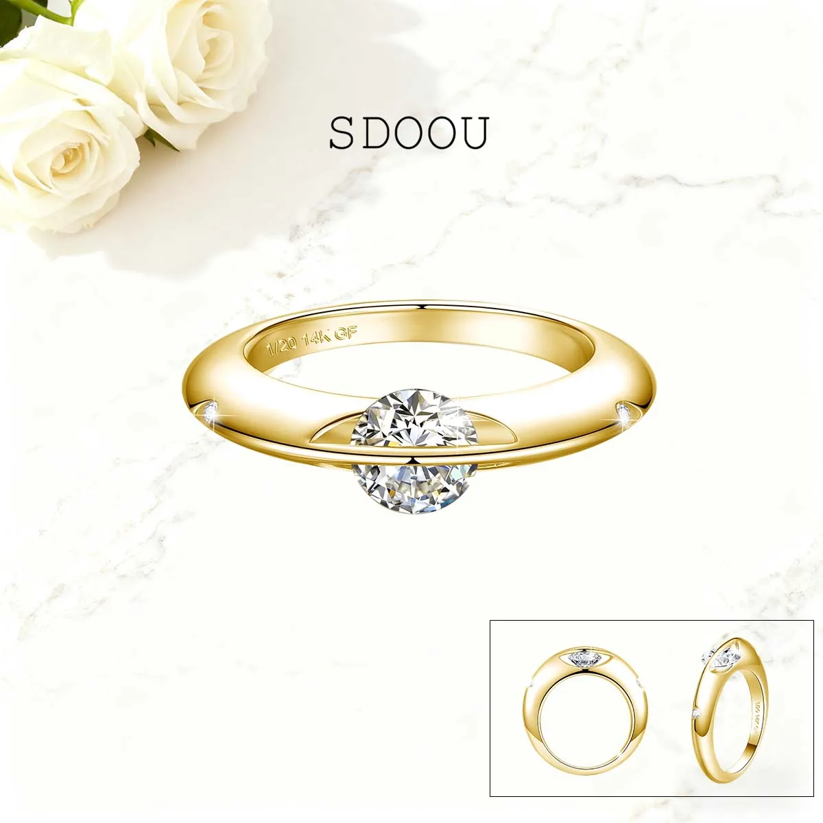 

SDOOU Minimalist 1CT Round Moissanite Rings D VVS1 14K Gold Filled & GRA Certified Hypoallergenic Engagement Jewelry for Women