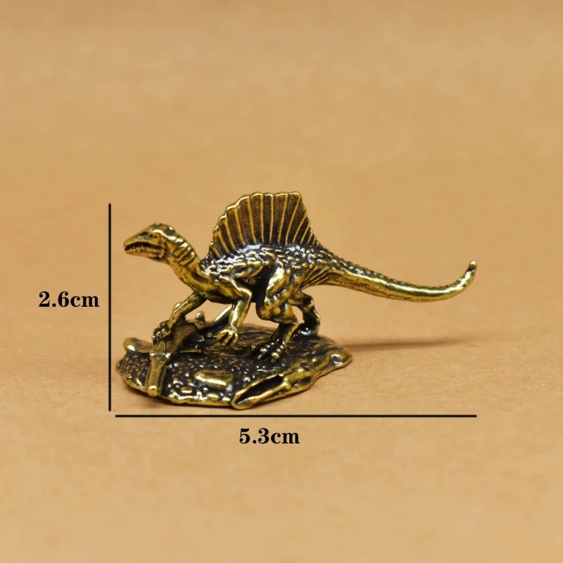 Solid Brass Spinosaurus Dinosaur Figurine Antique Metal Prehistoric Statue Desktop Tea Pet Office Decor Gift for Dinosaur Lovers