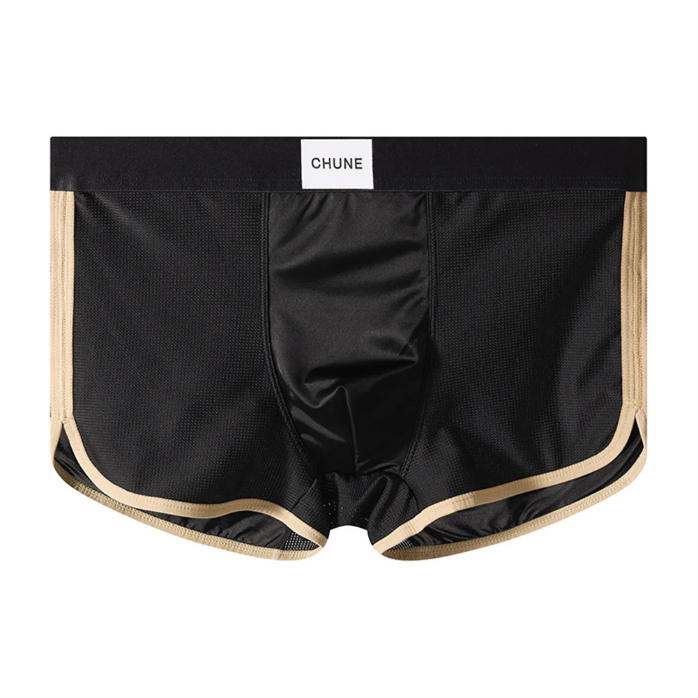 Men Breathable Elastic Boxershorts Satin-like Ice Silk Femboy Pouch Extreme Night Underwear Underpant Men's Clothing Fashion