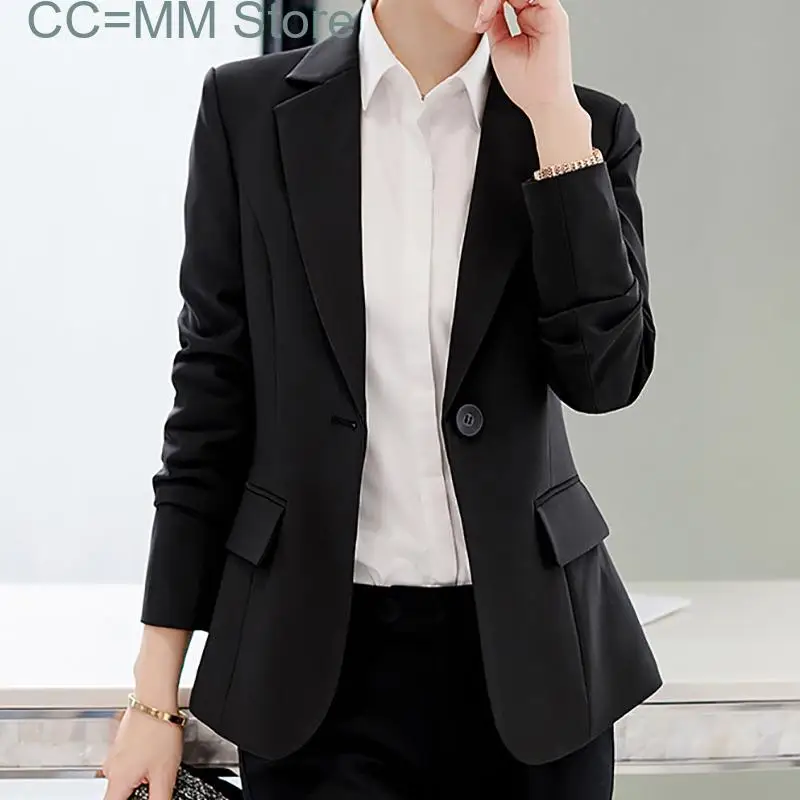 

New Korean Fashion Slim Blazers for Single Button Chic Suits Office Ladies Long Sleeve Elegant Casual Blazer