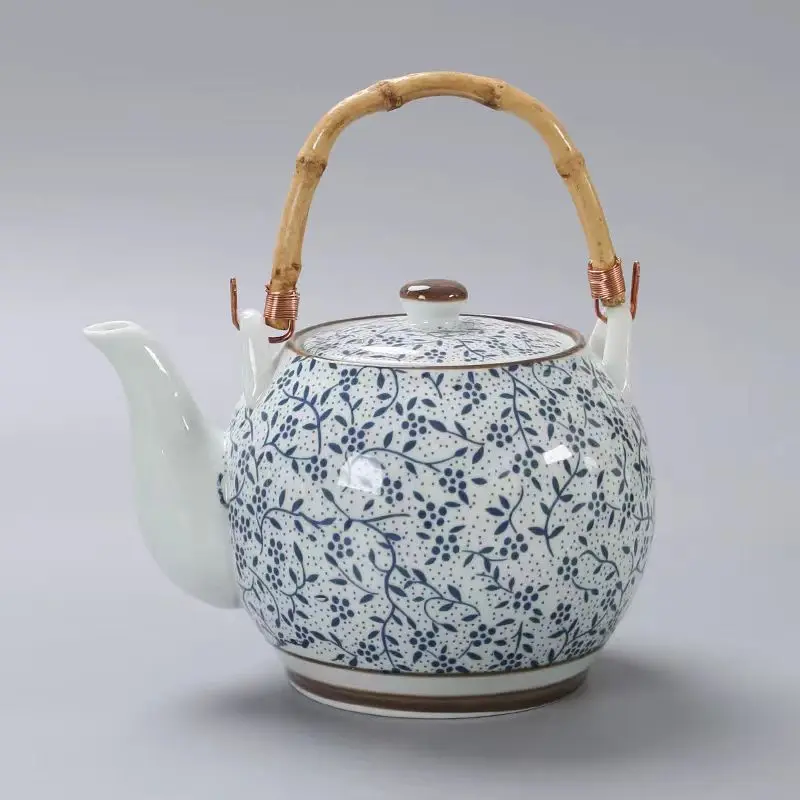 Ceramic teapot 900ML-2000ML , large capacity, blue and white porcelain, ceramic handmade teapot handle tea pot with filter