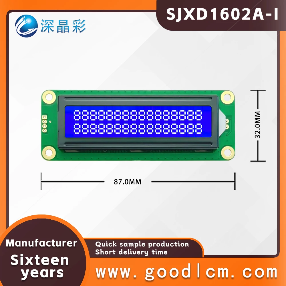 Módulo de Exibição do Módulo LCD Negativo Azul STN, 1602A-1, Azul, AIP31068L, Múltiplos Modos e Cores, Fonte de Alimentação 5V