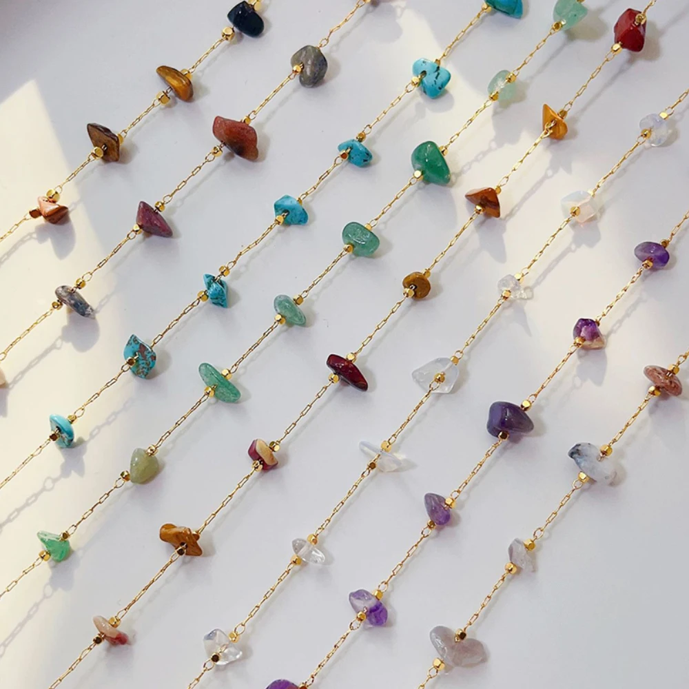 1Meter Irregular Natural Stone Chains Mixed Opal Bead Chains for Necklace Drop Earrings Supplies DIY Jewelry Making Accessories