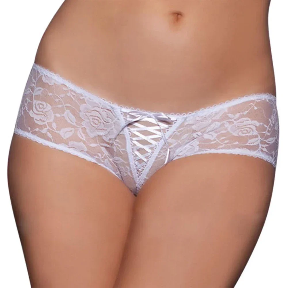 Sexy Open Crotch Knickers Women Lace Panties Mesh See Though Lingerie Briefs Plus Size Underwear Crotchless Erotic Underpants